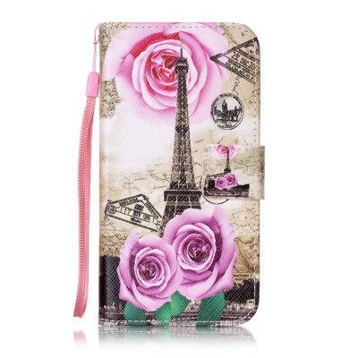 

Flower Tower Design PU Leather Flip Cover Wallet Card Holder Case for Samsung Galaxy J5