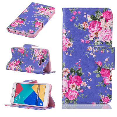 

Purple flowers Design PU Leather Flip Cover Wallet Card Holder Case forSAMSUNG GALAXY A5 2016/A510