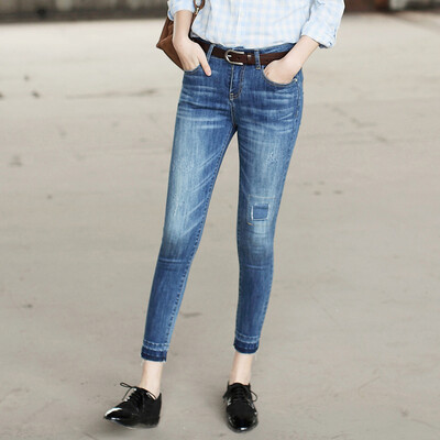 

And the pure Raincun jeans female corners jeans trousers pants pants Korean version of the elastic self-cultivation pencil pants N2152 blue 28 yards