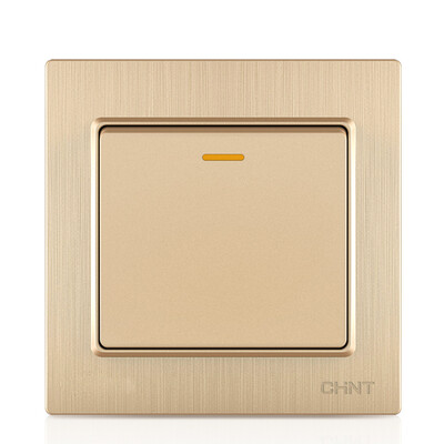 

Zhengtai CHNT socket panel single open double control switch brushed gold 7L series NEW7-L00202A