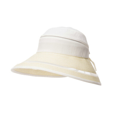 

Siggi SI89345 hat summer sun shade hat Korean foldable seaside vacation beach hat Korean version big along the hat cap white white 57CM
