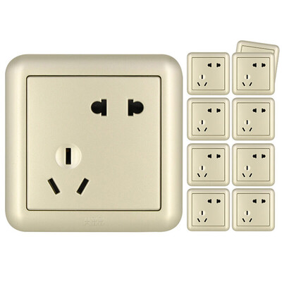

ABB switch socket panel 10A dislocation oblique five-hole socket ten loaded Dejing series gold AJ205-PG 10