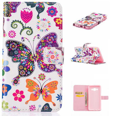 

Colorful Butterfly Design PU Leather Flip Cover Wallet Card Holder Case for SAMSUNG GALAXY J5 2016J510
