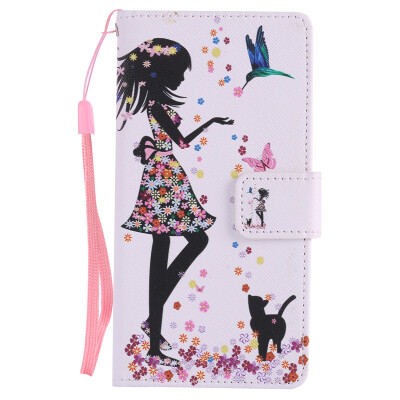 

Girl and Cat Design PU Leather Flip Cover Wallet Card Holder Case for SAMSUNG J5Prime