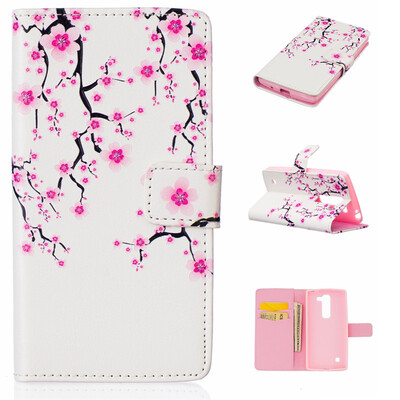

Plum blossom Design PU Leather Flip Cover Wallet Card Holder Case for LG Magna H502