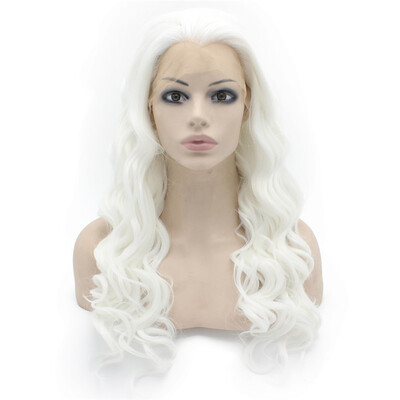 

Iwona Synthetic Hair Lace Front Long Wavy White Wig