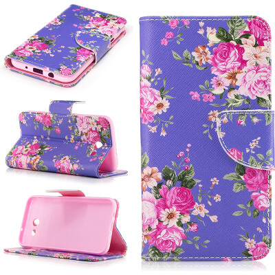 

Purple flowers Design PU Leather Flip Cover Wallet Card Holder Case for SAMSUNG GALAXY J3 2017/J327