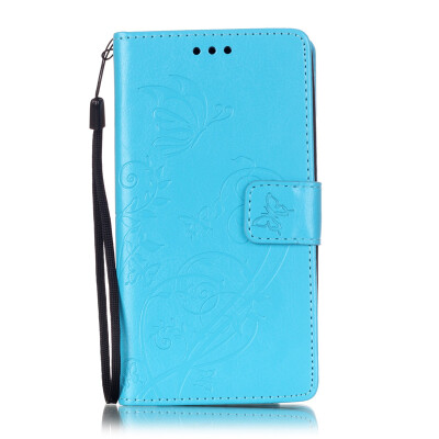 

Blue Flower Design PU Leather Flip Cover Wallet Card Holder Case for NOKIA N535