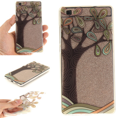 

Hand painted trees Pattern Soft Thin TPU Rubber Silicone Gel Case Cover for HUAWEI P8 LITE