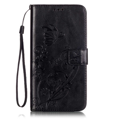 

Black Flower Design PU Leather Flip Cover Wallet Card Holder Case for SAMSUNG G360