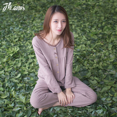 

Топ Guahua Pajamas Women Lovely Round Long Sleeve Home Set 2017 Осень Новый t80189 Кофе 160