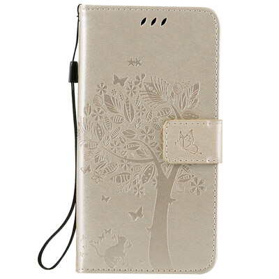 

Gold Tree Design PU Leather Flip Cover Wallet Card Holder Case for SAMSUNG C5