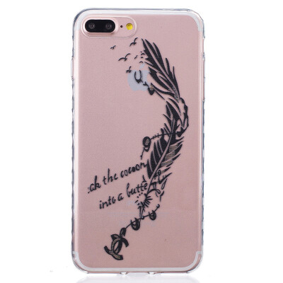 

Black feathers Pattern Soft Thin TPU Rubber Silicone Gel Case Cover for IPHONE 7 Plus