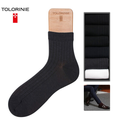 

Jingdong supermarket TOLORINIE business men socks Tencel jacquard cotton socks four season socks 6 double installed K7097