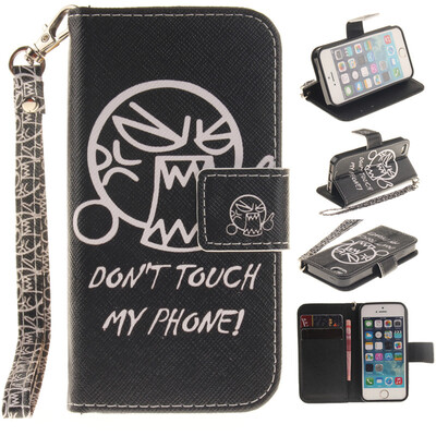 

Do not touch me Design PU Leather Flip Cover Wallet Card Holder Case for IPHONE 5/5S/5SE