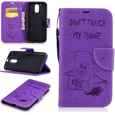 

Purple Bear Style Embossing Classic Flip Cover with Stand Function and Credit Card Slot for Motorola Moto G4/G4 Plus