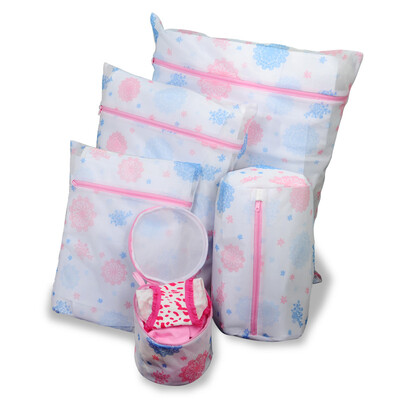 

Jingdong Supermarket Bao You Ni thickening washing bag fine mesh 5 sets of large&medium size small wash bag bra underwear wash bag blue round flower DQ-XYD01-4
