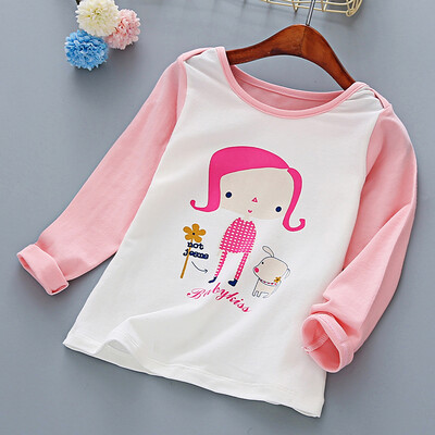 

Ouma Babe children&39s clothing girls long-sleeved T-shirt in the big children&39s shirt fashion girls children&39s bottoming shirt M0033 blue 140 yards