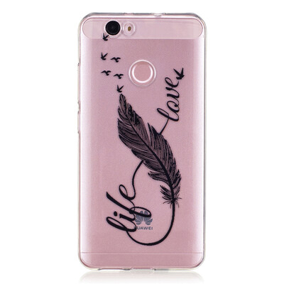 

8 Words feathers Dress girl Pattern Soft Thin TPU Rubber Silicone Gel Case Cover for HUAWEI Nova