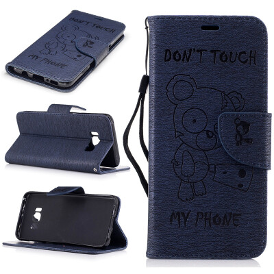 

Dark blue Bear Style Embossing Classic Flip Cover with Stand Function and Credit Card Slot for SAMSUNG Galaxy S8