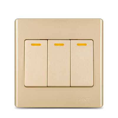 

Zhengtai CHNT socket panel three open single control champagne gold 7C series NEW7-C00502A