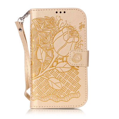 

Golden Rose Design PU Leather Flip Cover Wallet Card Holder Case for SAMSUNG 9082