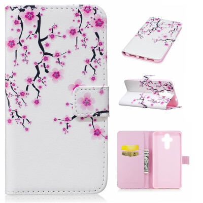 

Plum blossom Design PU Leather Flip Cover Wallet Card Holder Case for HUAWEI Mate 9