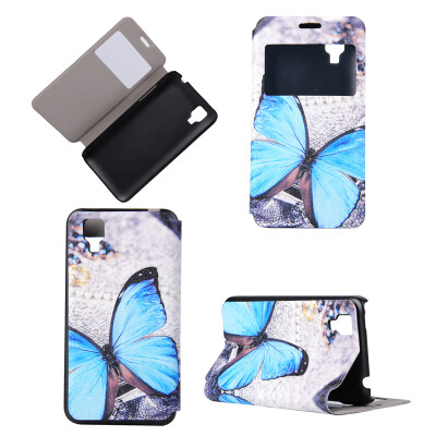 

Blue Butterfly Design Кожа PU откидной крышки Кошелек для карты памяти Чехол для Wiko Sunset