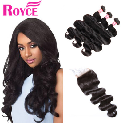 

Unprocessed Human Hair Malaysian Body Wave 3Bundles with Lace Closure Malaysian Virgin Hair Bundles with Closure Human Hair Weave