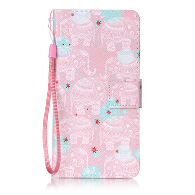 

Pink Elephant Design PU Leather Flip Cover Wallet Card Holder Case for Huawei Honor 7