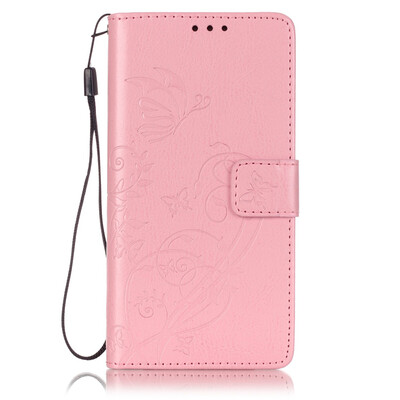 

Pink Flower Design PU Leather Flip Cover Wallet Card Holder Case for HUAWEI P9lite