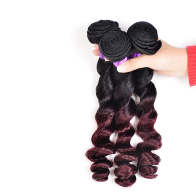 

7A Peruvian Virgin Hair Loose Wave Ombre Hair Extensions Two Tone 1B/Burgundy Color Peruvian Loose Wave Ombre Human Hair Weaves