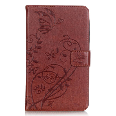 

Brown Flower Design PU Leather Flip Cover Wallet Card Holder Case for SAMSUNG T550