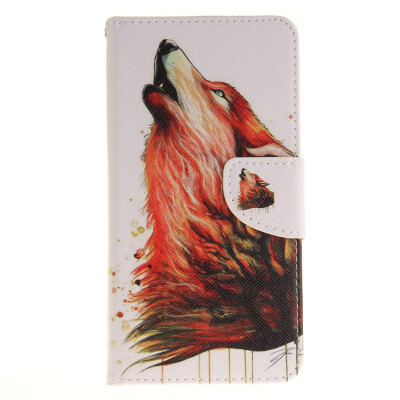 

Brown wolf Design PU Leather Flip Cover Wallet Card Holder Case for IPHONE 7 Plus