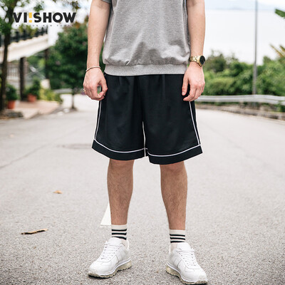 

Wei Xiu viishow casual shorts male sports shorts men's pants pants white stripes edge KD11991721 black S