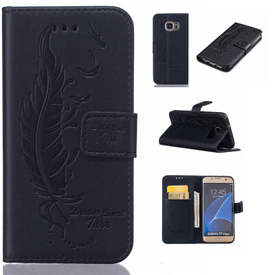 

Black Plumes and birds Embossed PU Leather Wallet Case Classic Flip Cover with Stand Function and Credit Card Slot for SAMSUNG Gal