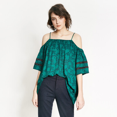 

UR Женская женская цветочная полосатая рубашка WH23S2CN0001 Green L