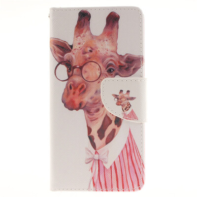 

Giraffe Design PU Leather Flip Cover Wallet Card Holder Case for Sony Xperia M5