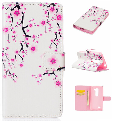 

Plum blossom Design PU Leather Flip Cover Wallet Card Holder Case for LG LEON H340N