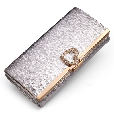 

AIM lady wallet wallet wallet wallet female long buckle Korean zipper wallet holding bag N041 silver