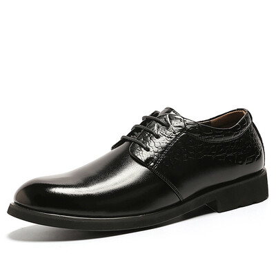 

COSO business casual shoes breathable lace male shoes round head British low to help dress shoes crocodile pattern business casual shoes C801 black 41 yards