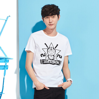 

Семировая футболка Мужская подростковая студия Doraemon Cat Print T-Shirt 12216001063 Отбеленная XL