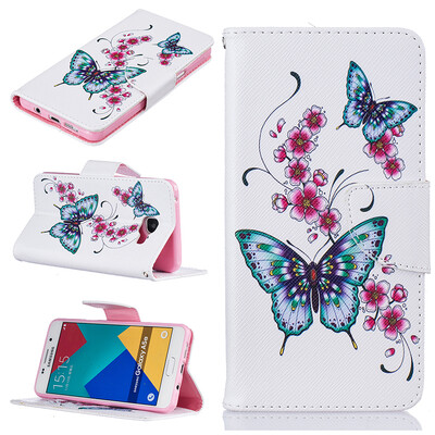 

Peach butterfly Design PU Leather Flip Cover Wallet Card Holder Case for SAMSUNG GALAXY A5 2016A510