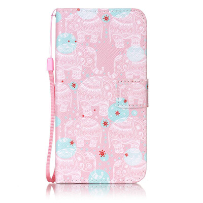 

Pink Elephant Design PU Leather Flip Cover Wallet Card Holder Case for Google Pixel