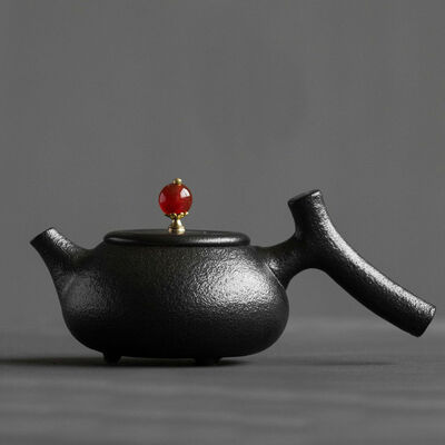 

Rubby Branch Shaped Handmade Black Ceramic Teapot with Filter 150ml 5.7oz