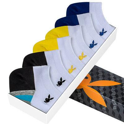 

Playboy Men&39s Boat Socks Fashion Color Socks Socks Low Help Short Sleeve Men&39s Socks Sports Invisible Socks Male 6 Gift Box White Black White White Blue White Two Combine