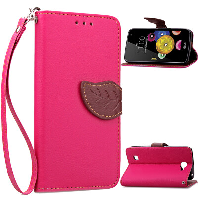 

Pink Design PU Leather Flip Cover Wallet Card Holder Case for LG K4