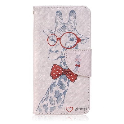 

Giraffe Design PU Leather Flip Cover Wallet Card Holder Case for BQ Aquaris M45
