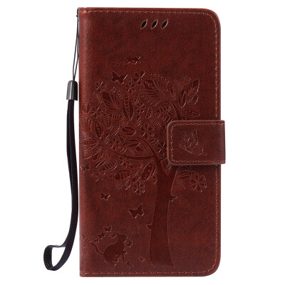 

Brown Tree Design PU Leather Flip Cover Wallet Card Holder Case for WIKO LENNY 2