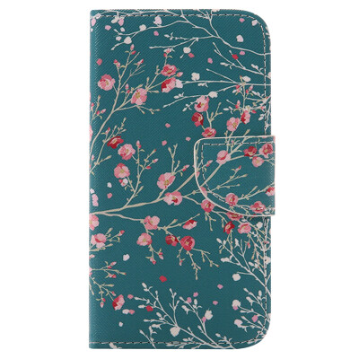 

Blue Apricot Tree Design PU Leather Flip Cover Wallet Card Holder Case for NOKIA 640